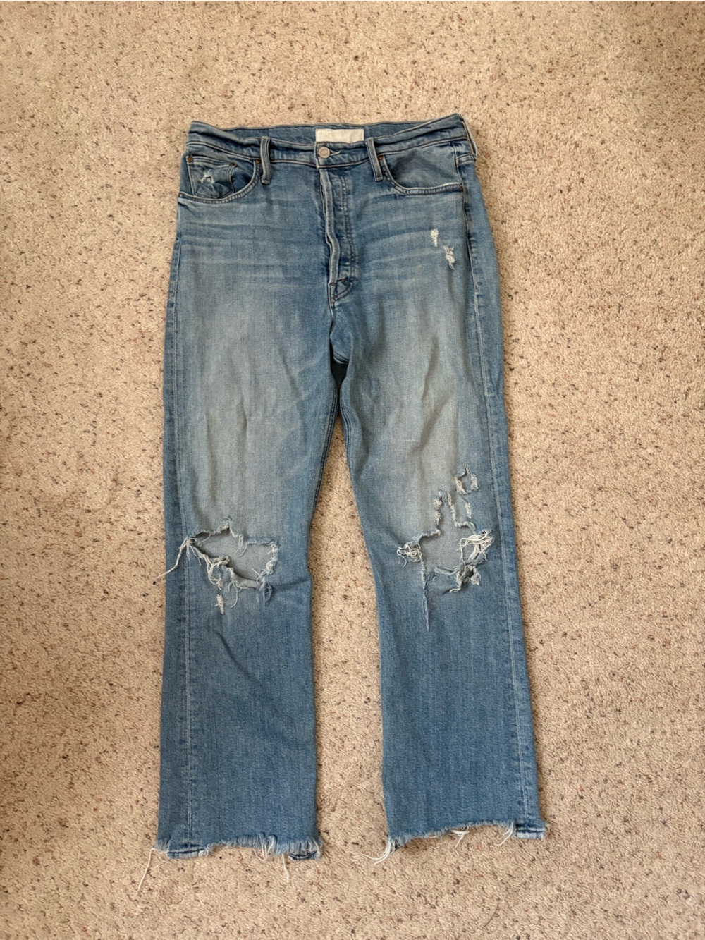 MOTHER heavily Distressed Medium Blue Jeans